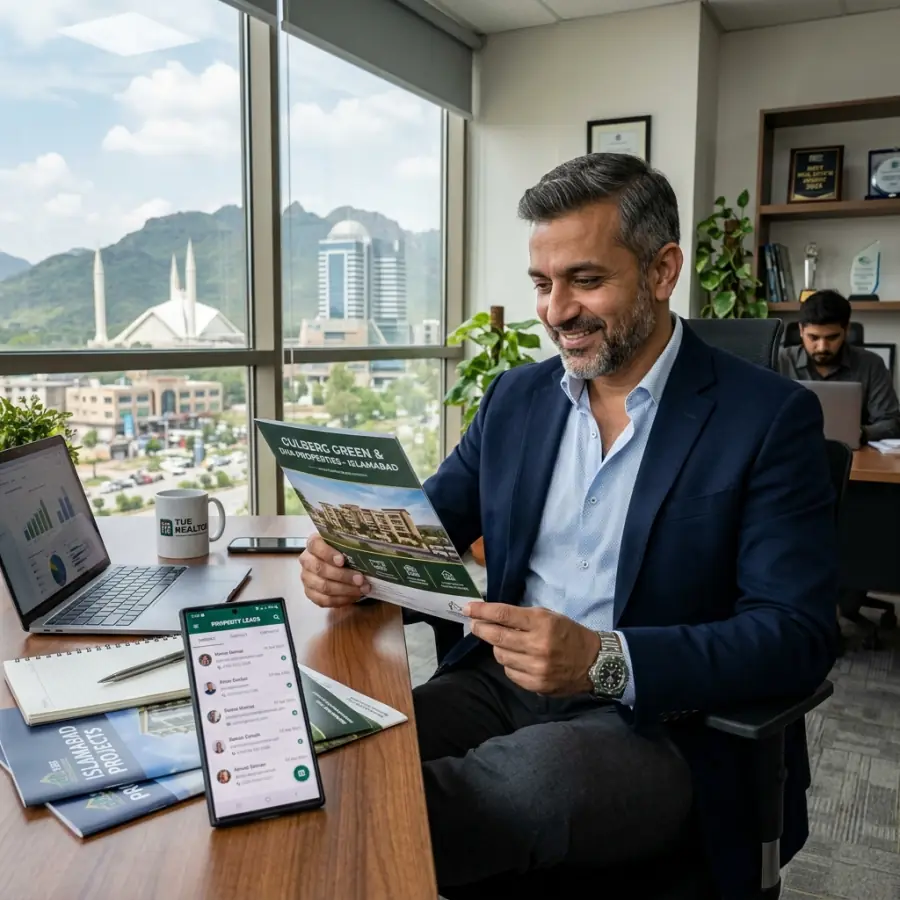Real estate developer reviewing property leads in Rawalpindi